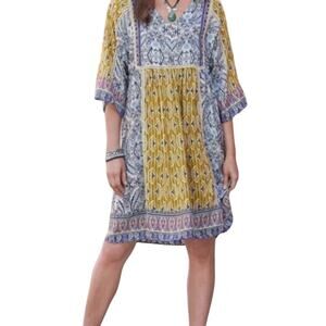 Sundance Yellow and Blue Midi Dress